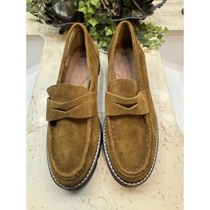 White Mountain Women’s 10M Gunner Penny Loafer Suede Golden Brown Preowned
